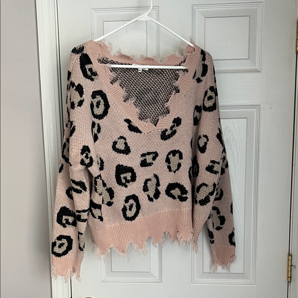 Miracle Pink and Black V-Neck Sweater